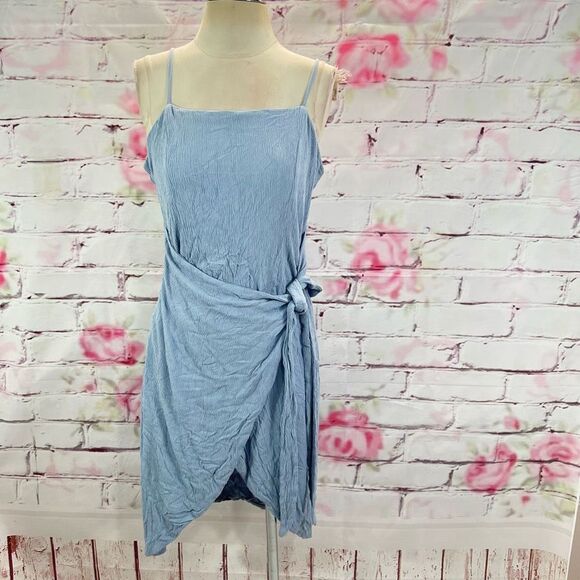 🔥🔥5 for $25🔥🔥 Lulus Women's Crinkle Textured Wrap Skirt Side Tie Tulip Cut Dress - Picture 3 of 12